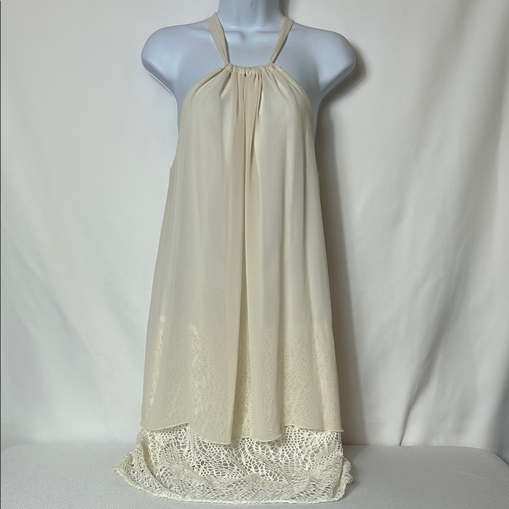Emma & Michele Women’s Size 12 Cream Color Dress Layered Lace Detail Halter Top